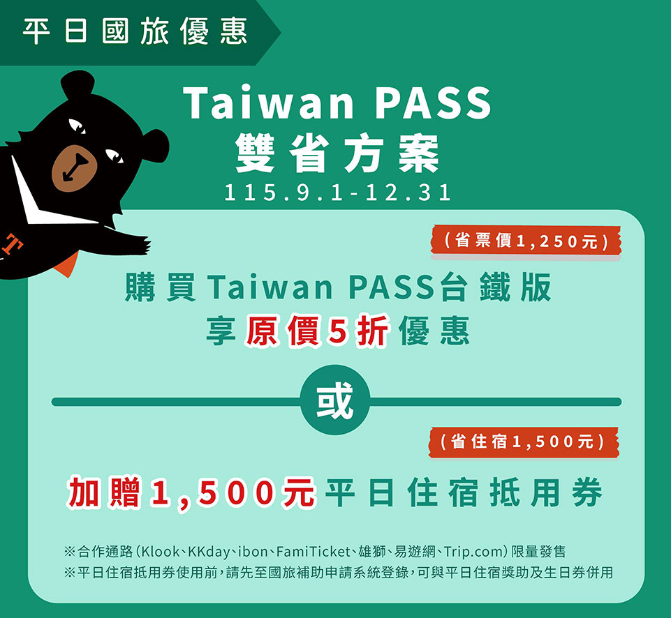Taiwan PASS雙省方案(交通部觀光署提供)